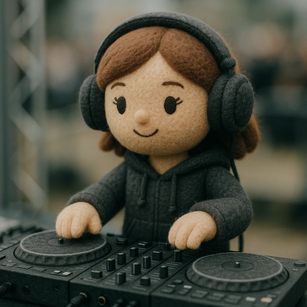 girl playing DJ set emoji