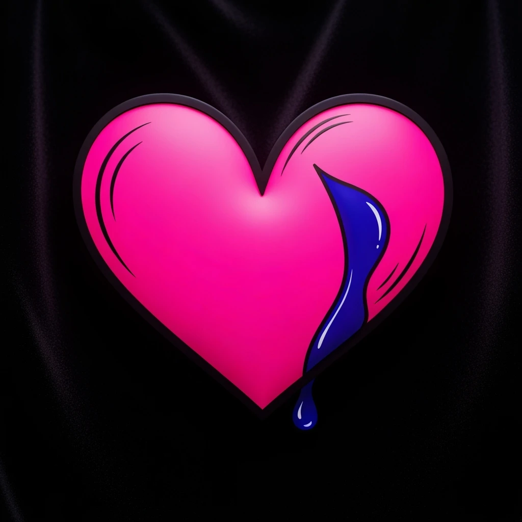 cute emo heart with a tear drop emoji