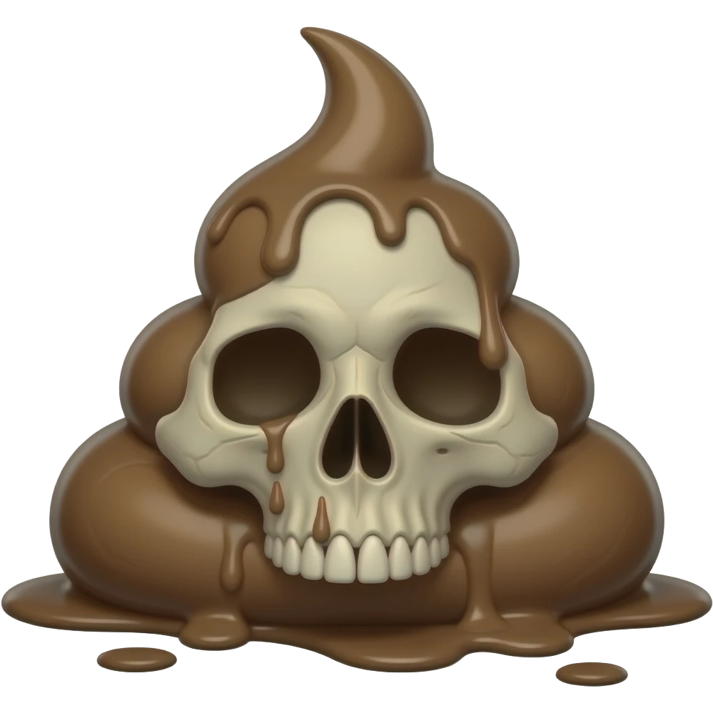 A poop skull melting emoji