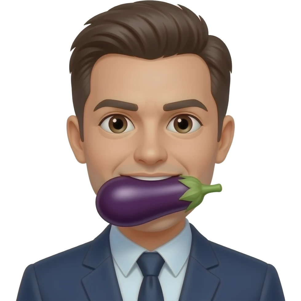 Emoji with eggplant in mouth emoji