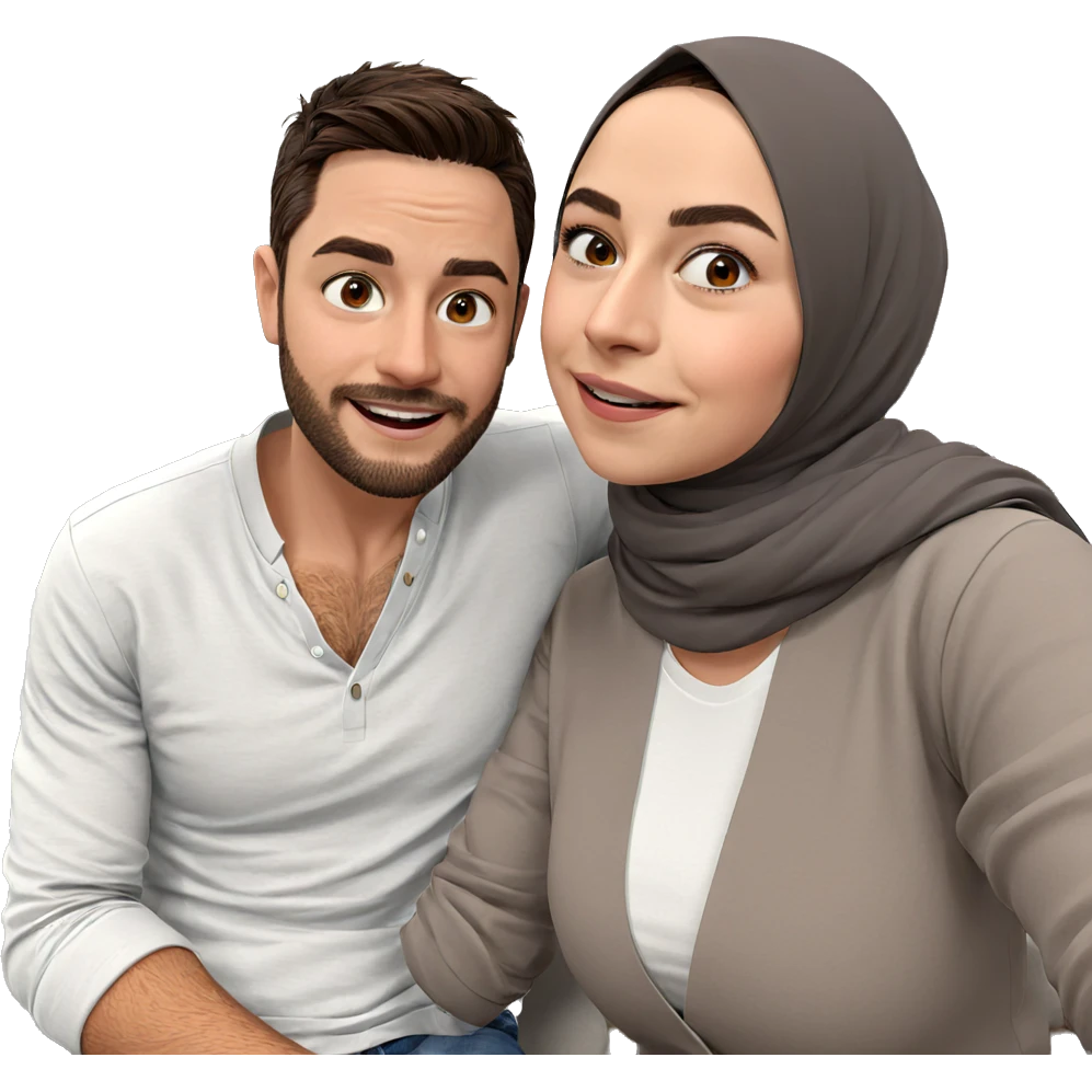 casual indoor couple moment emoji