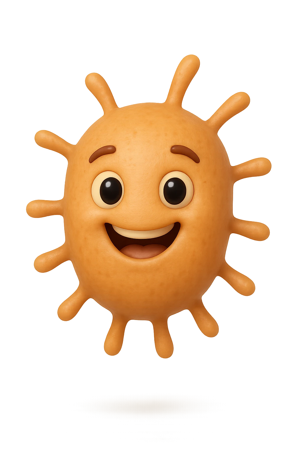 EMOJI STILE IPHONE DI BATTERI INTESTINALI FELICI CHE FLUTTUANO IN ARIA IPERREALISTICO 4K emoji