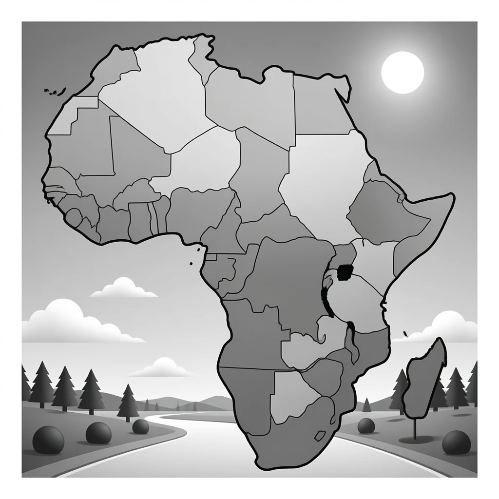Black and white Africa map emoji
