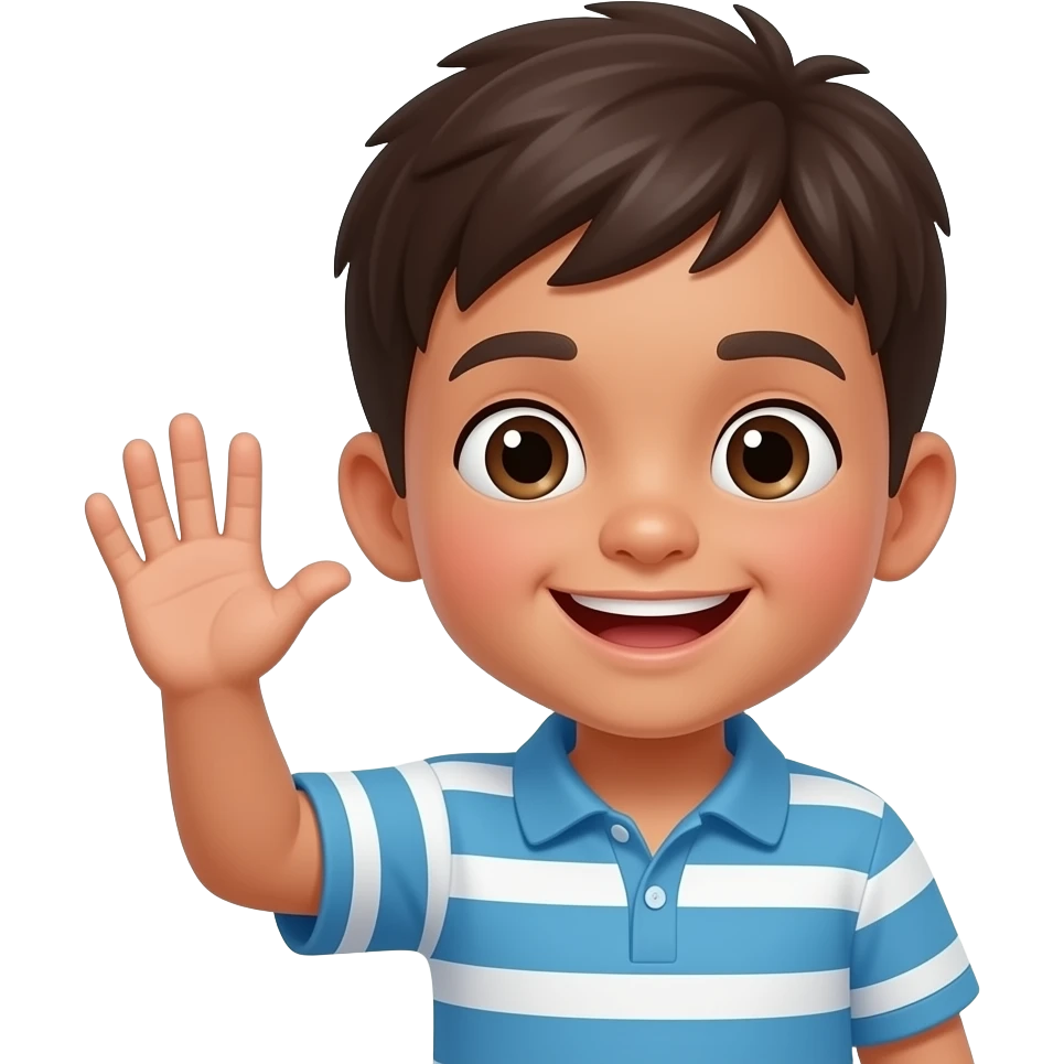 niño diciendo hola emoji