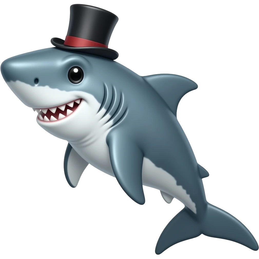 Shark with a top hat emoji