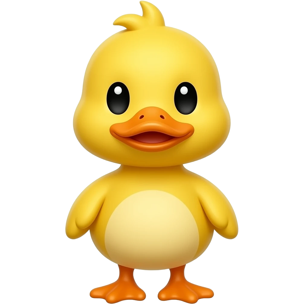 Cartoon 2d yellow duck with hair on its head emoji