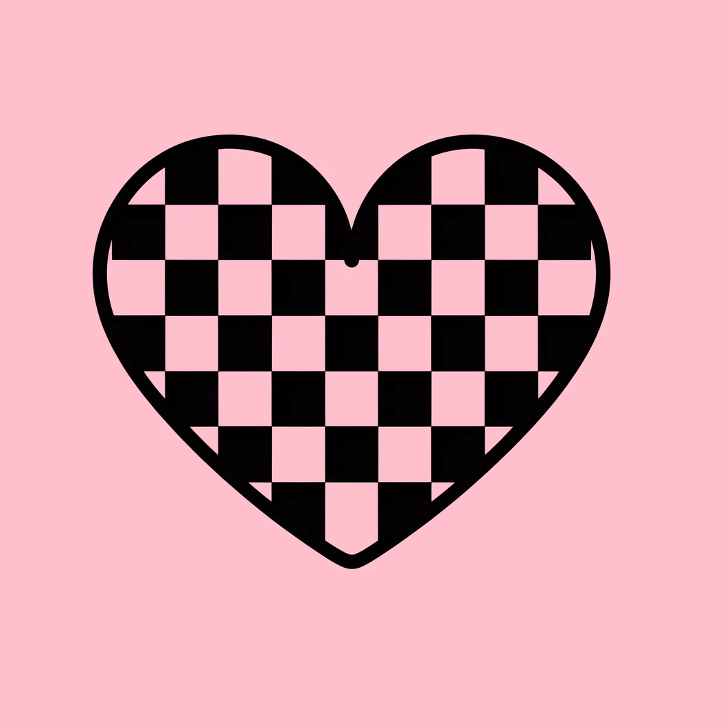 emo heart with a checkered pattern emoji