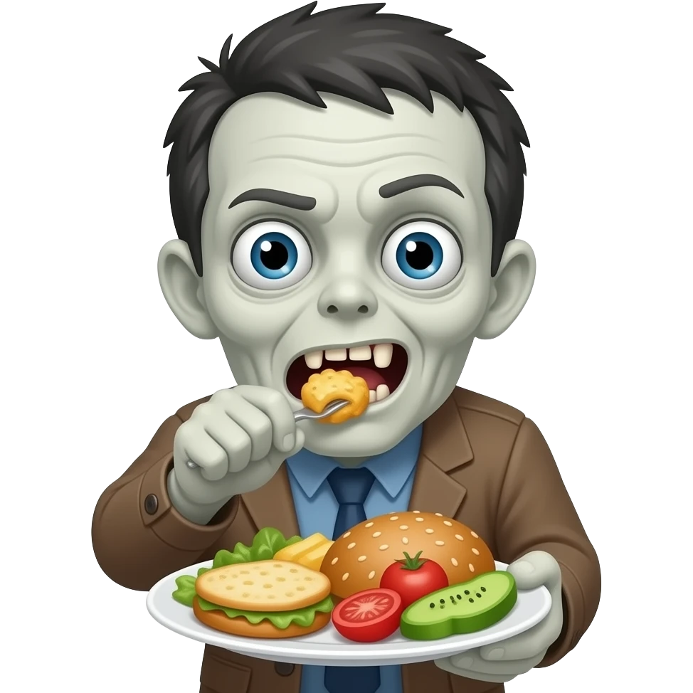 White zombie eating food emoji