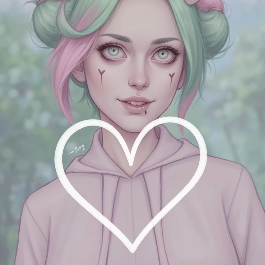 pastel horror profile picture with a heart accent, cute, expressive, minimal emoji