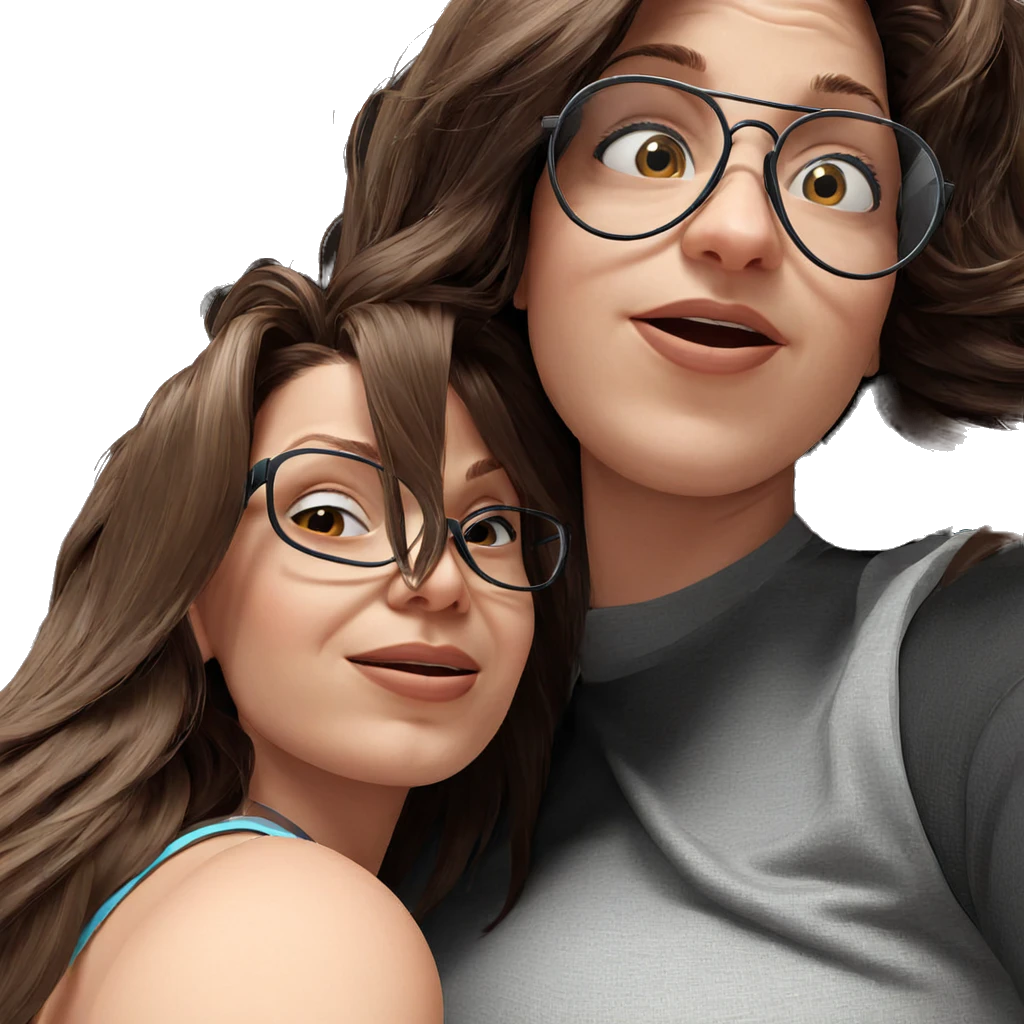 two girls with glasses emoji