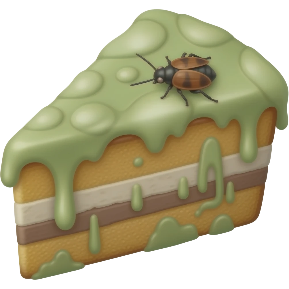 Moldy cake with bugs emoji