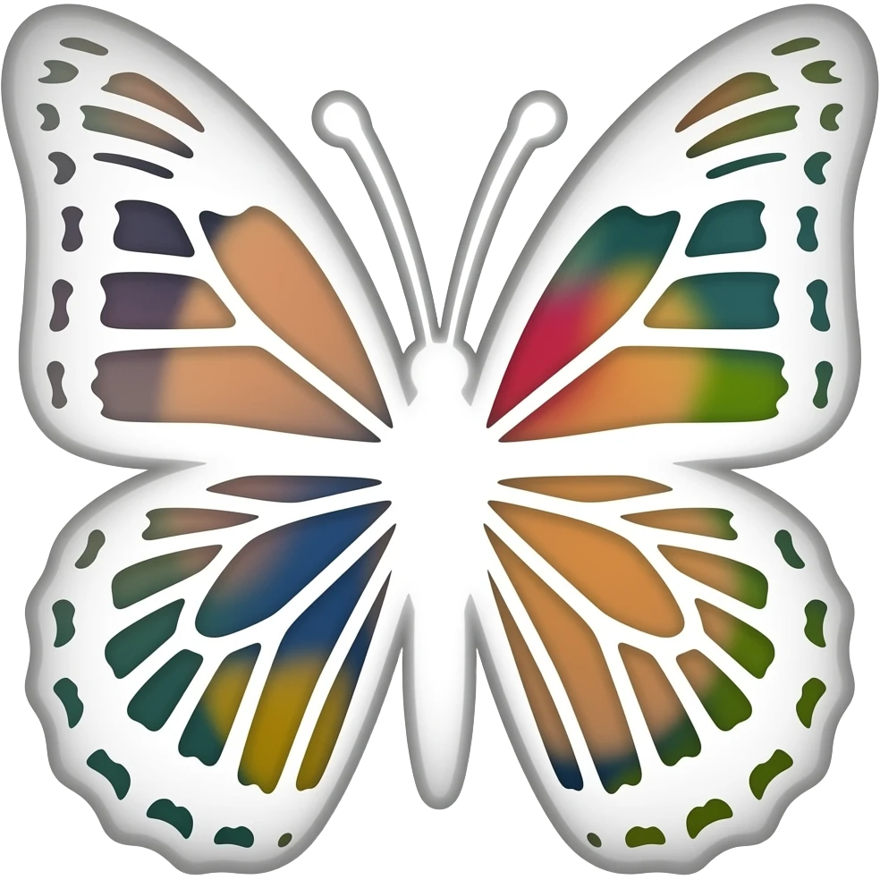 a white outline of a butterfly emoji