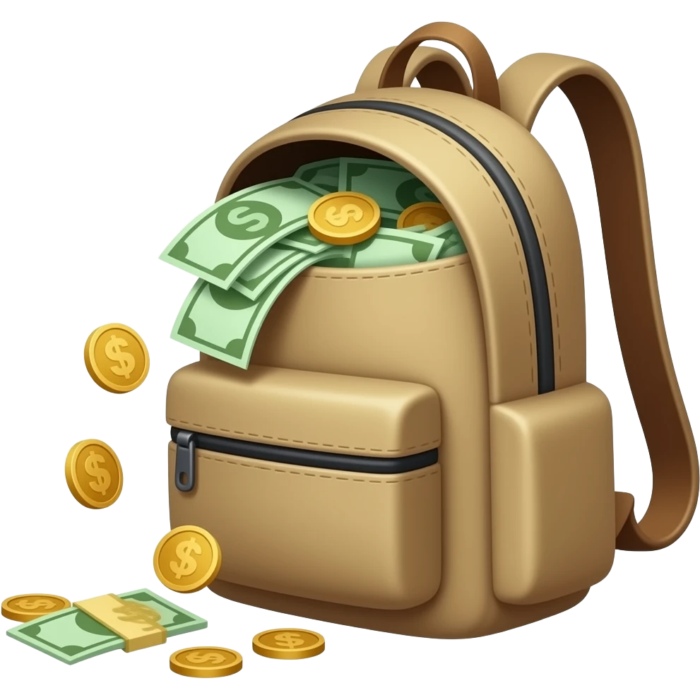 bag of money with coins raining into the bag emoji