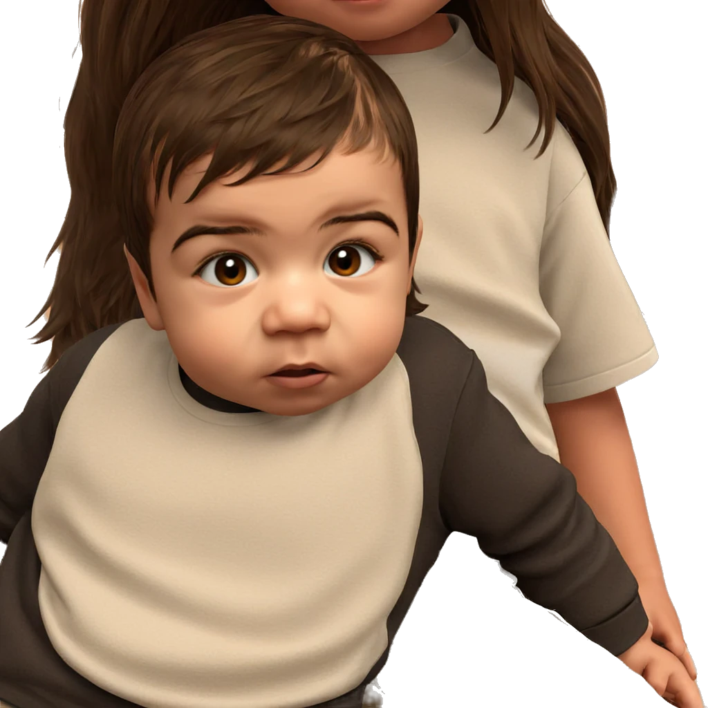 child with brown hair shirt emoji