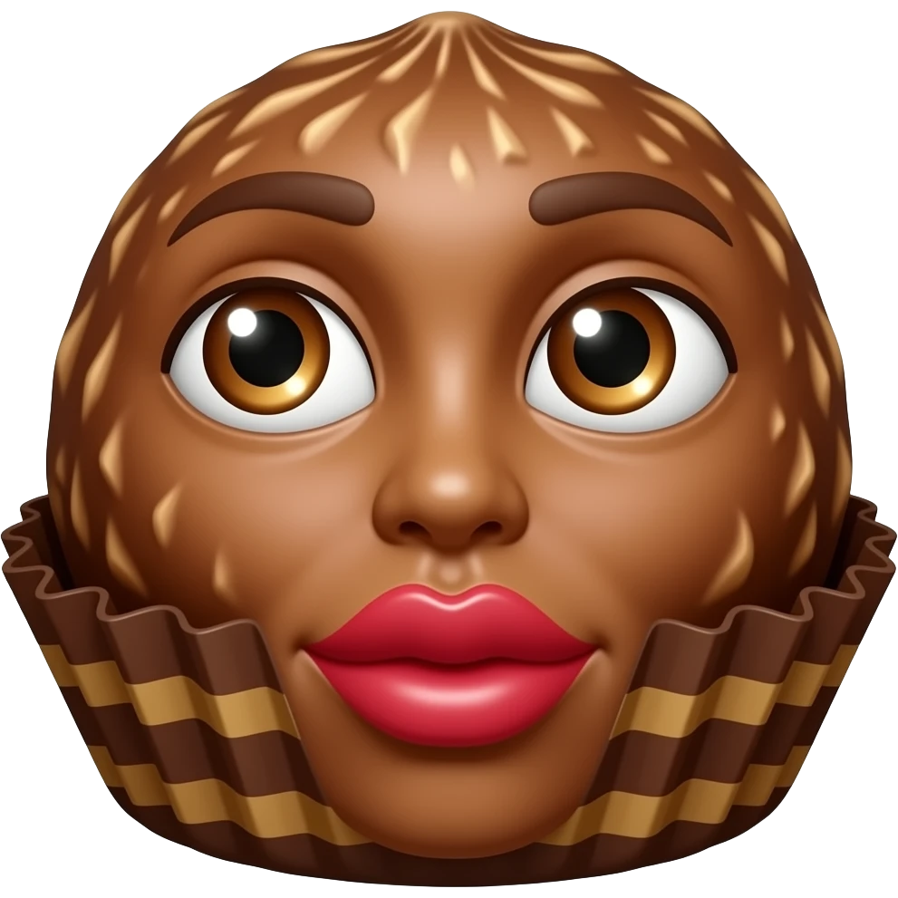 To this Ferrero Rocher Now add a face with eyes looking side ways and lips kisses emoji