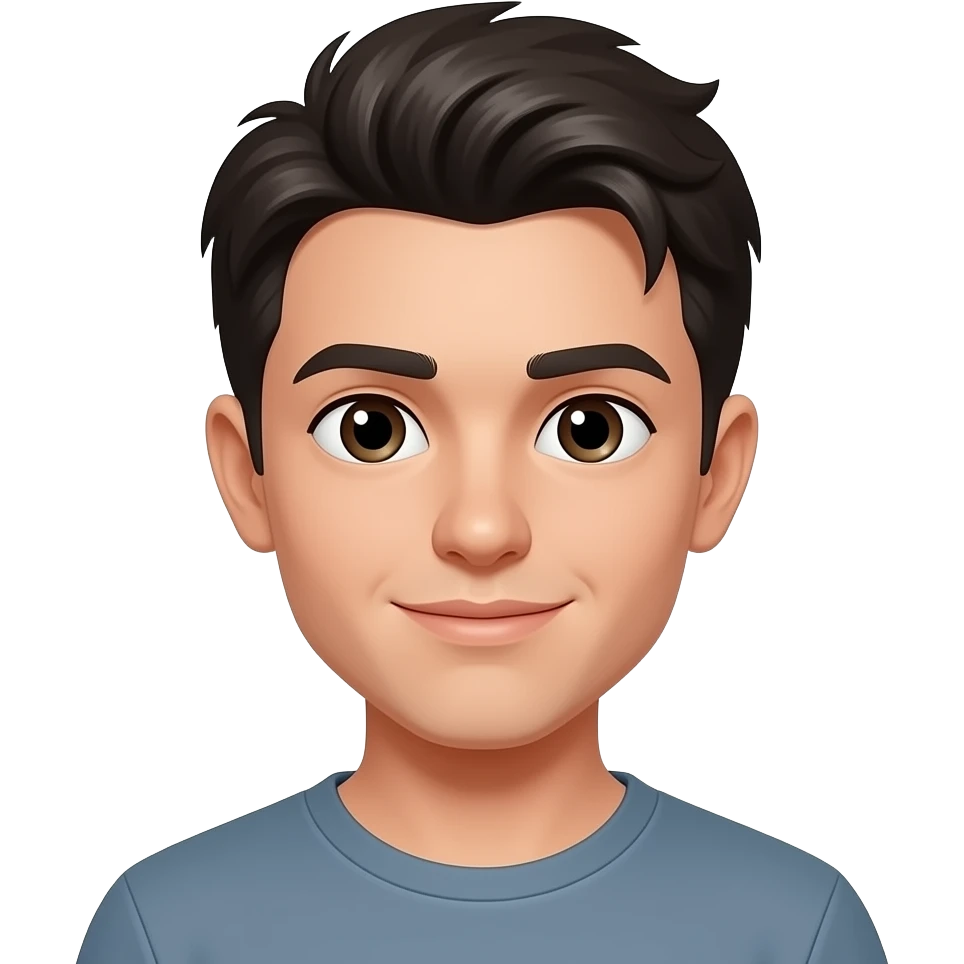 white older teen male face with dark hair emoji