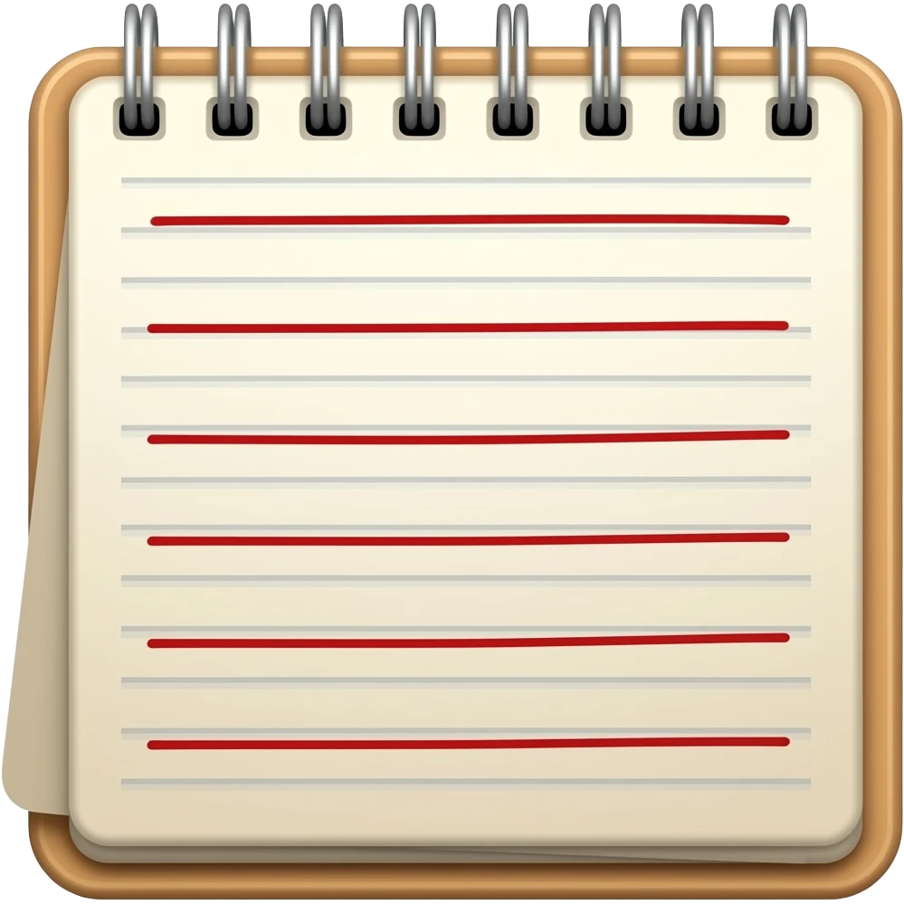 Emoji de un cuaderno que tenga varias líneas subrayadas en rojo emoji