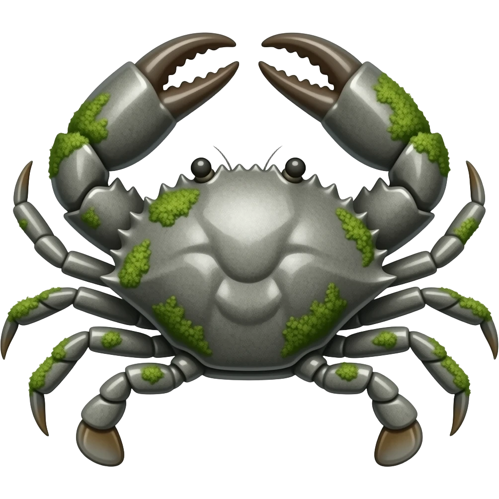 A Gray crab with Stone and moss on it emoji