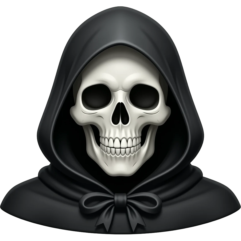 black and white reaper Near Death, with a transparent background emoji