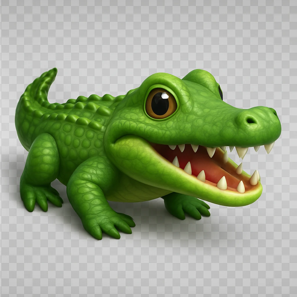 3D photorealistic crocodile emoji with lifelike appearance emoji