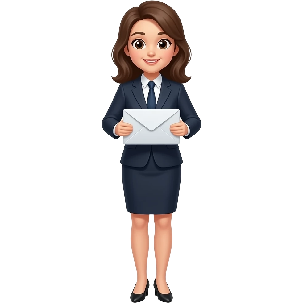 business woman sends email emoji