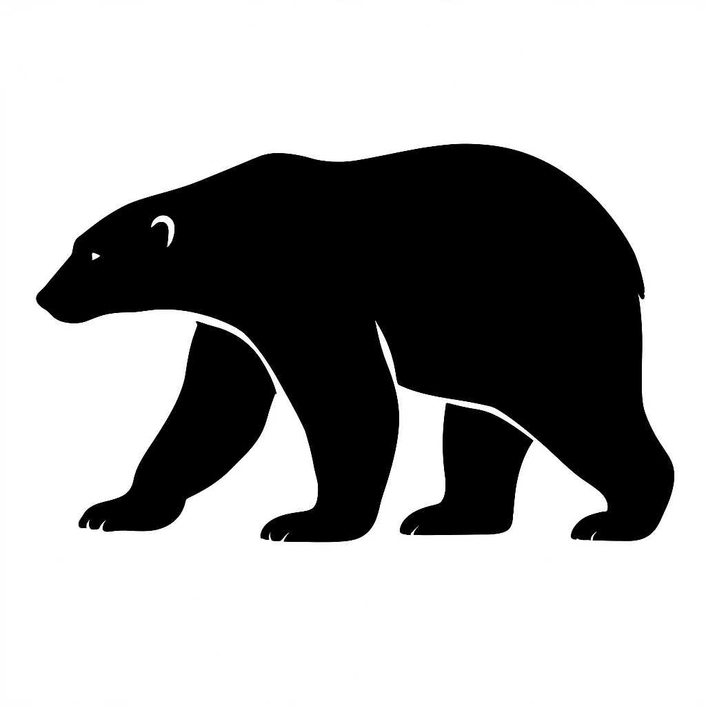 Polar bear black silhouette white background emoji