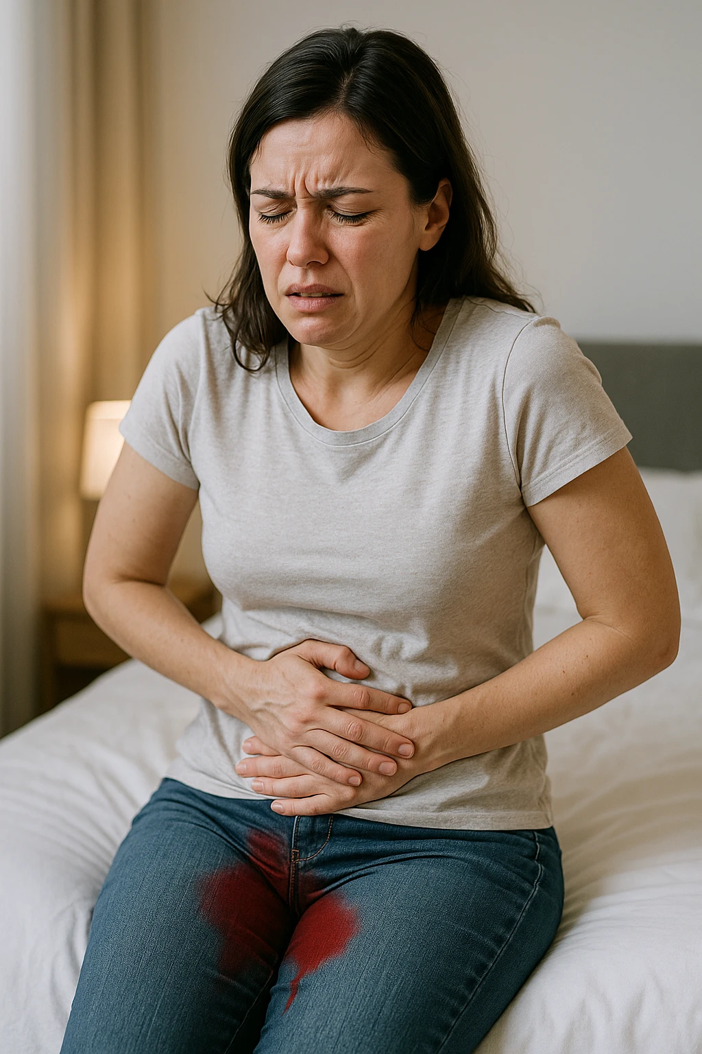 donna con ciclo doloroso e abbondante. immagine 4k emoji