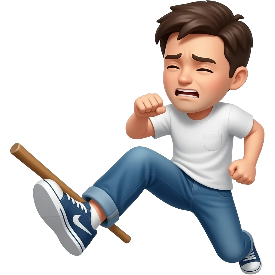 Pain in the ass from stick kick emoji