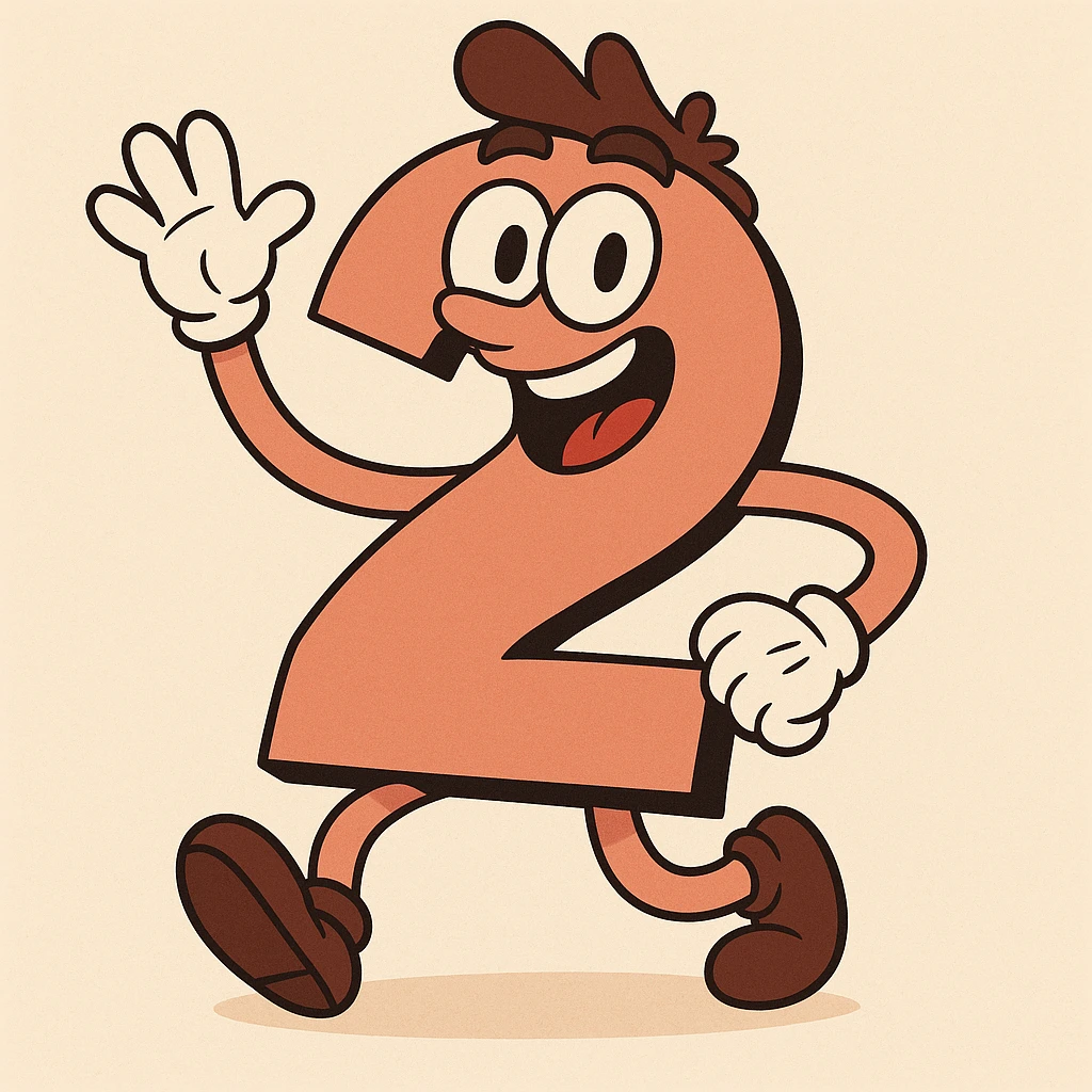 playful cartoon style number 2 emoji
