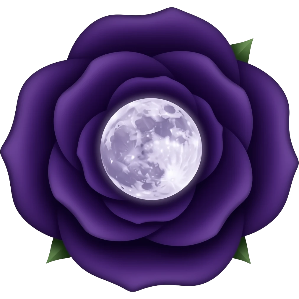 dark purple rose with a purple fullmoon inside emoji