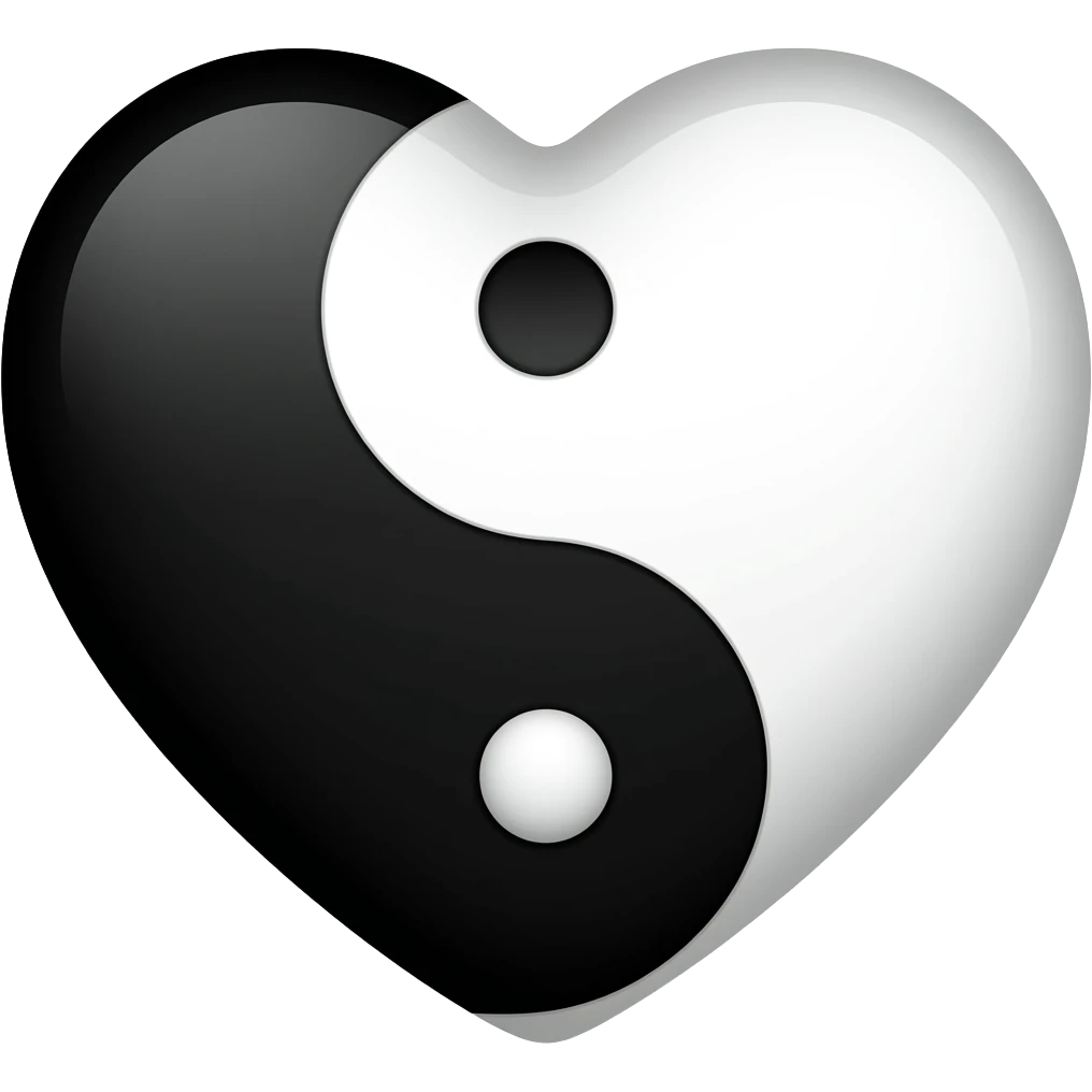 Black white Yinyang heart emoji