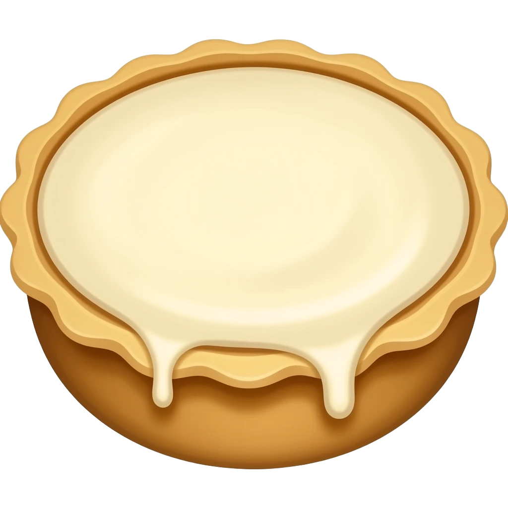 Make a circular cream pie with dripping icing emoji