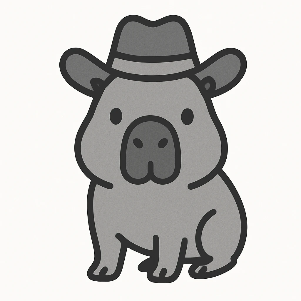 capibara with cowboy hat, minimalist style emoji