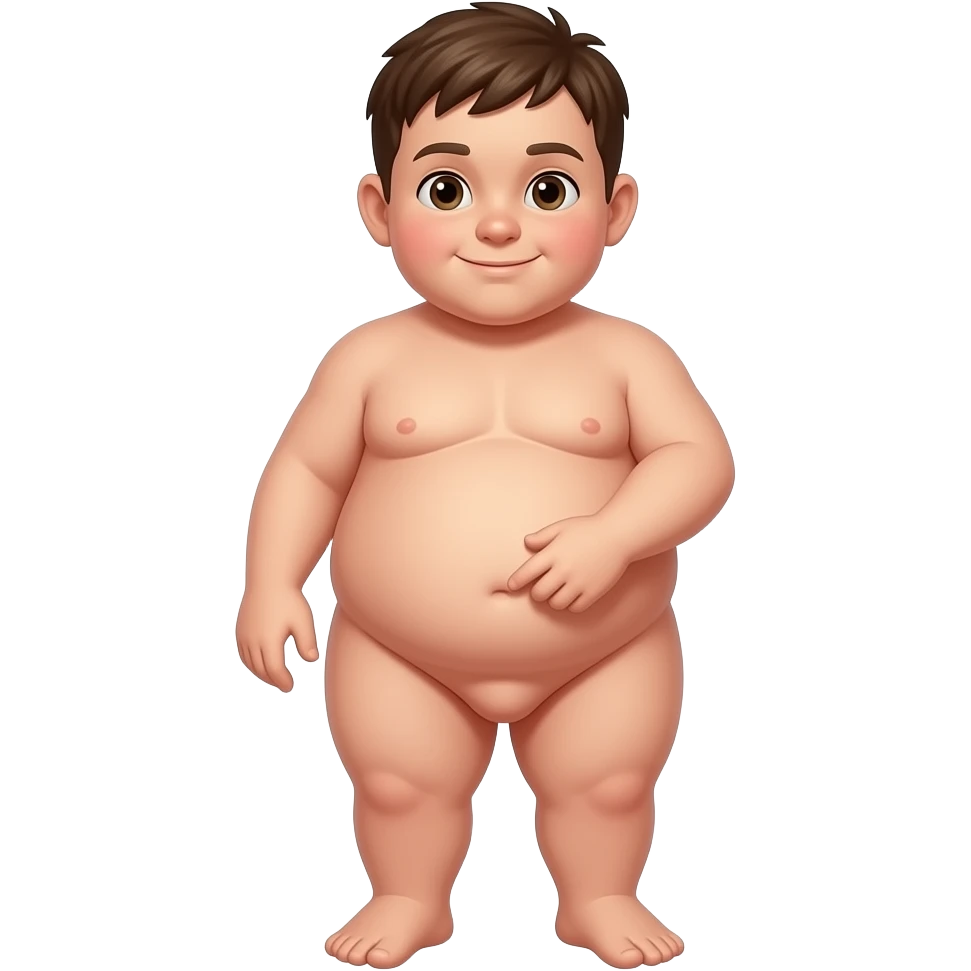 a naked fat boy  touching his penis emoji