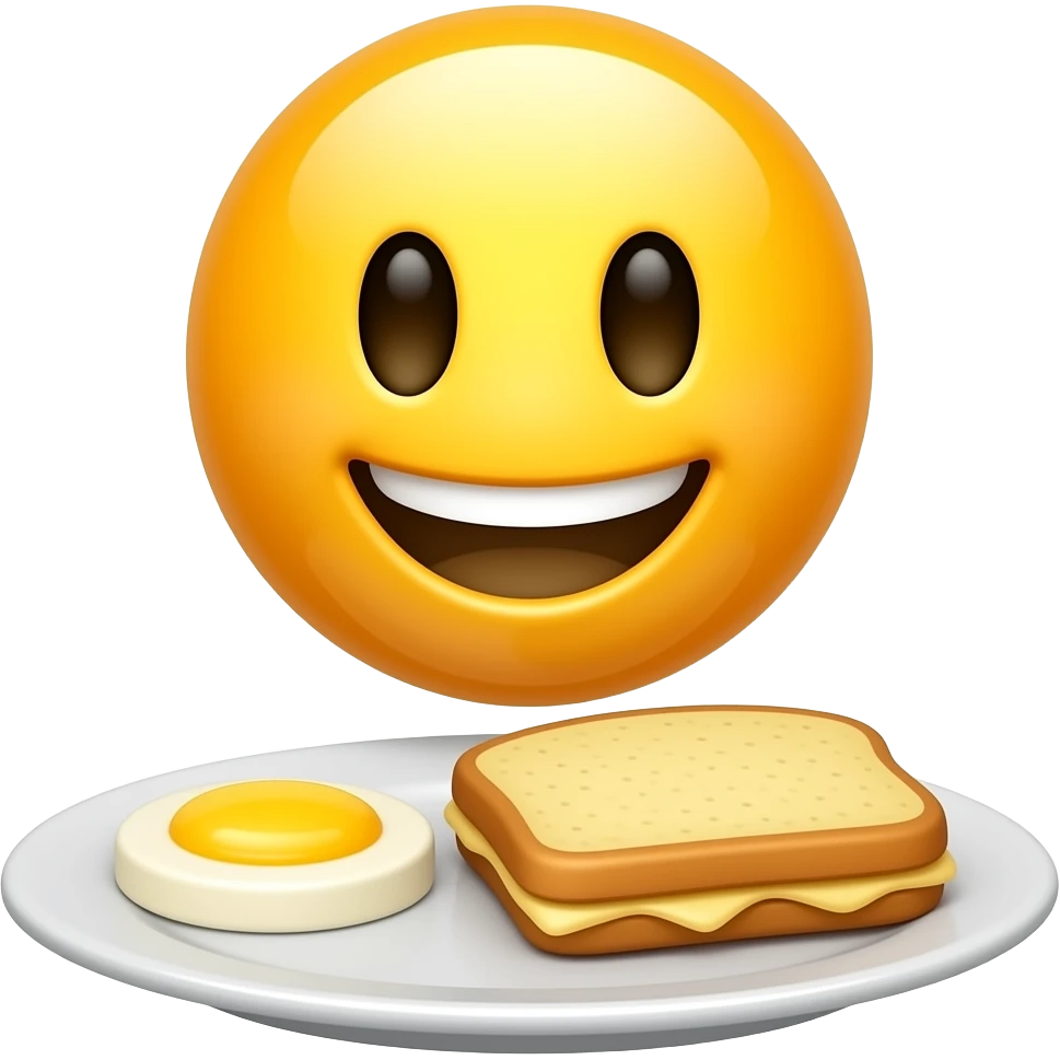Yellow smiley emoji with good morning breakfast emoji