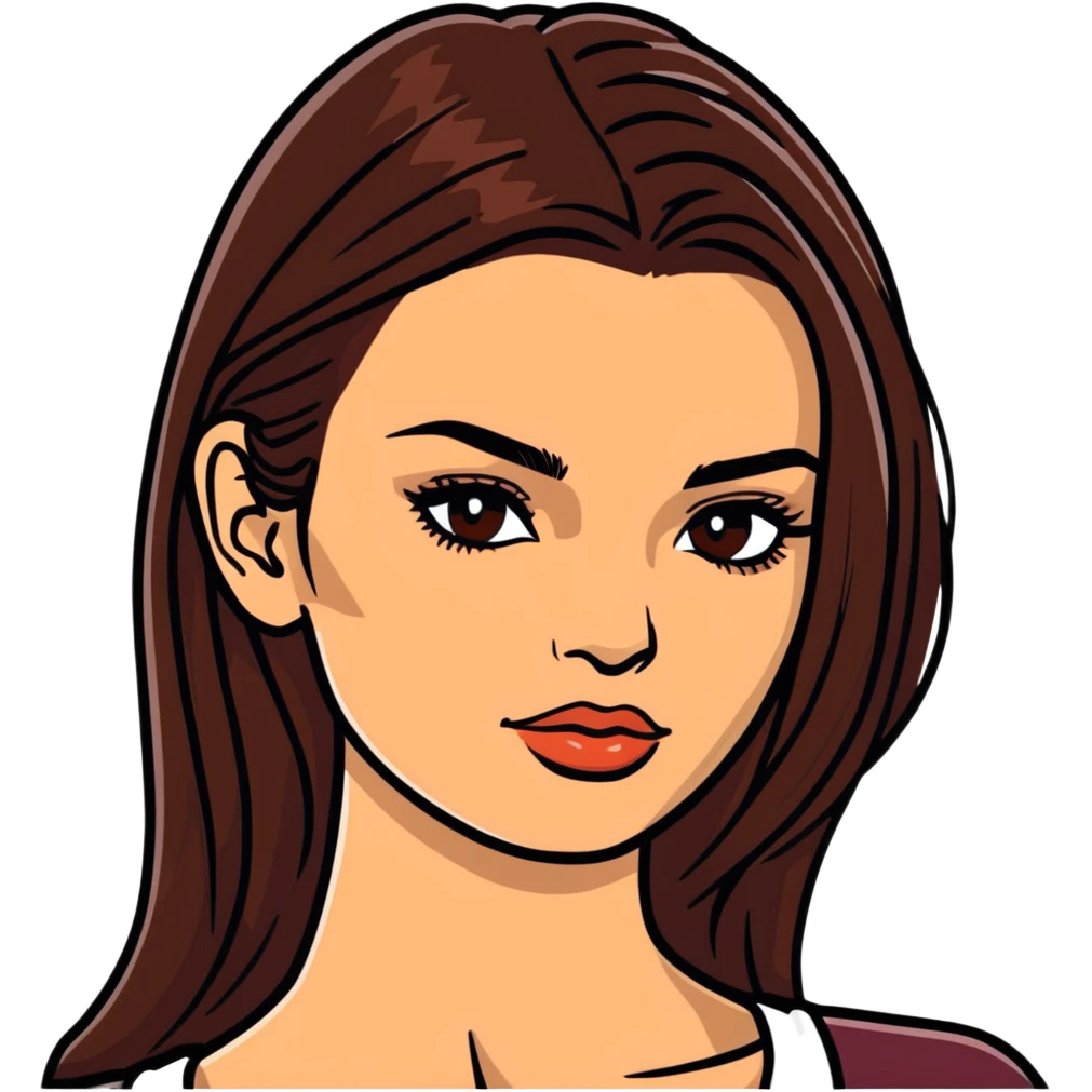 Emily Ratajkowski, beautiful fashion model with brown eyes, long brown hair, defined cheekbones emoji