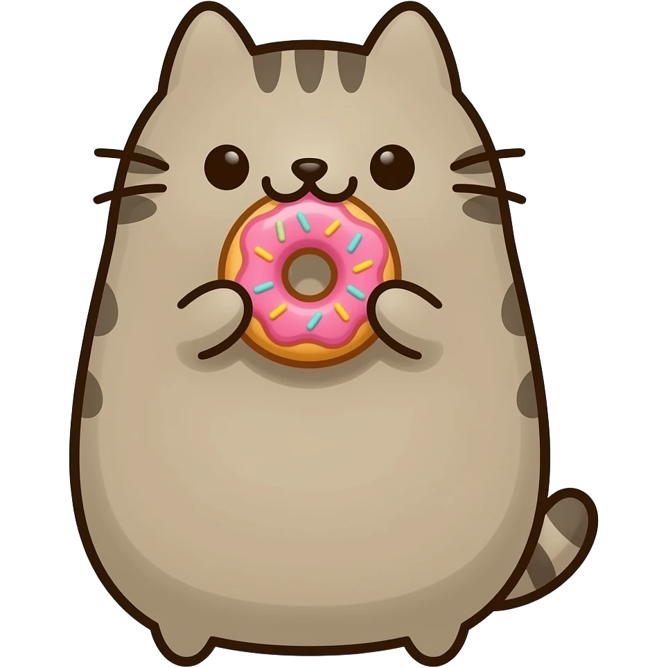 Pusheen eating donut emoji