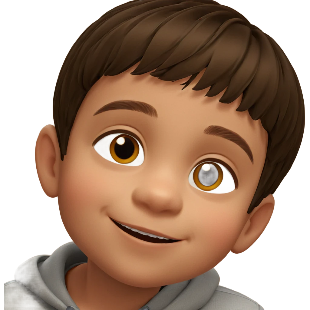 smiling boy with brown hair emoji