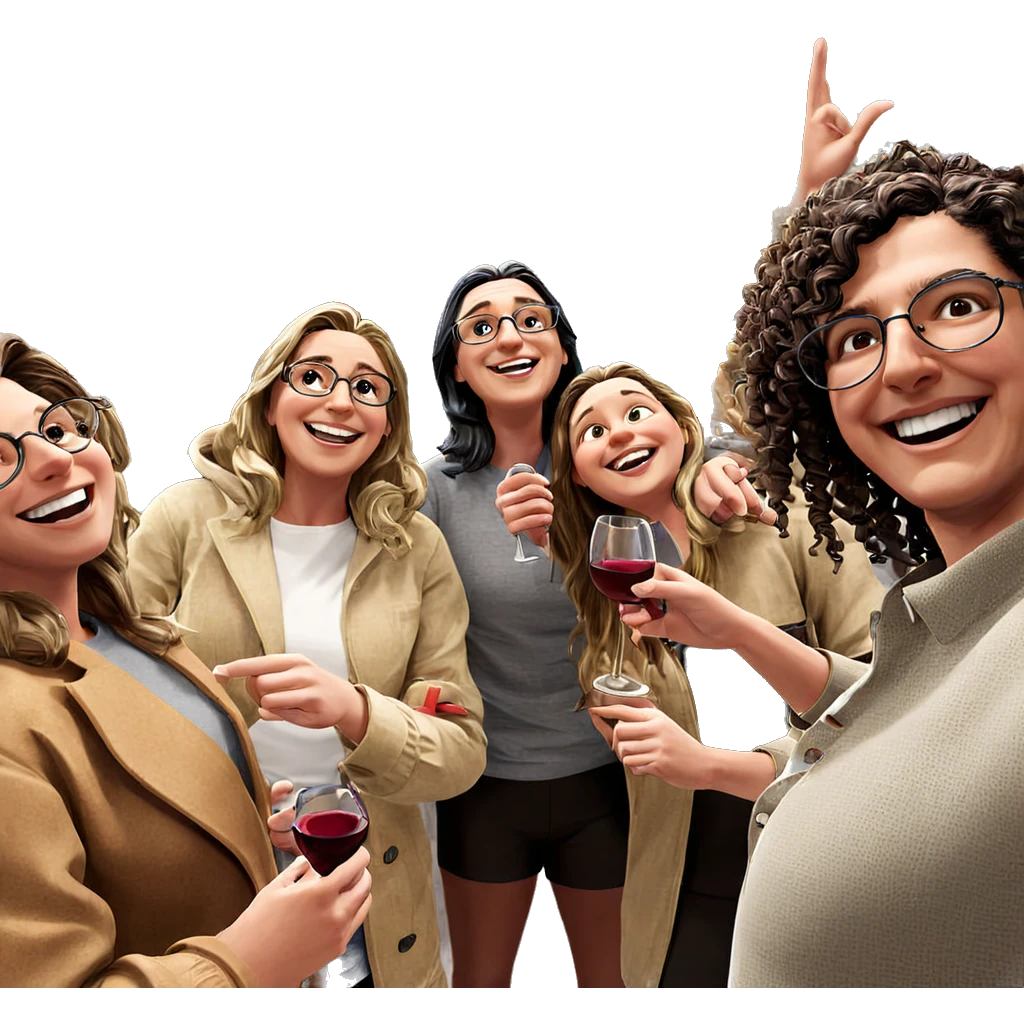 four friends enjoying wine emoji
