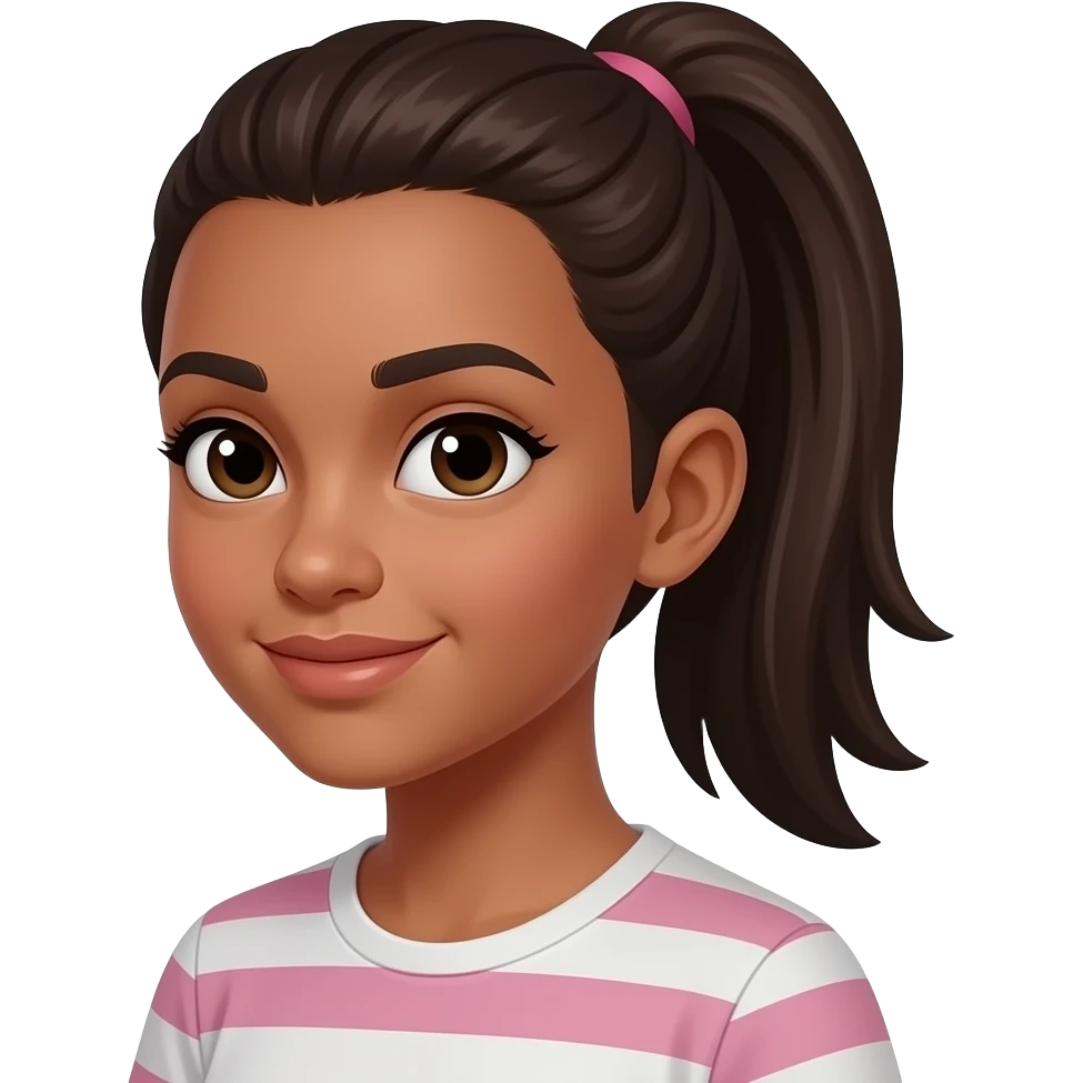 light skin girl with brown hair with pony tail teen emoji