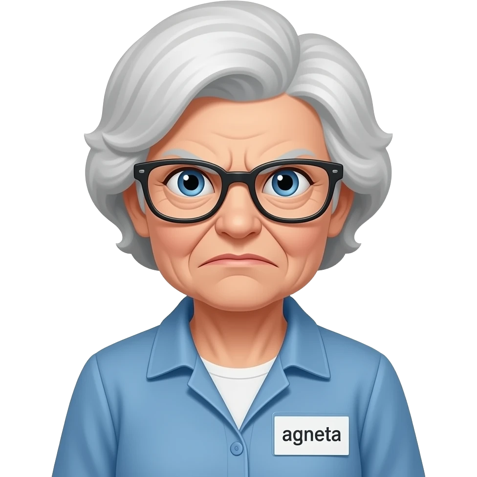 Angry old lady with a nametag  agneta emoji