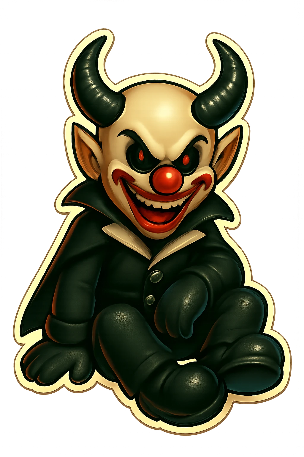 Render the subject in retro sticker style with no border and transparent background, in a sitting pose. emoji