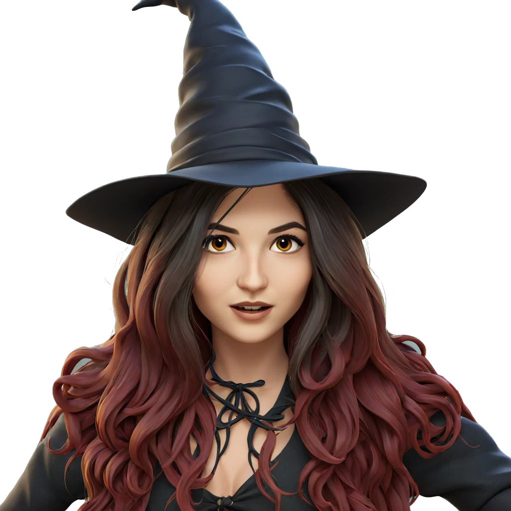 witchy girl with long hair emoji