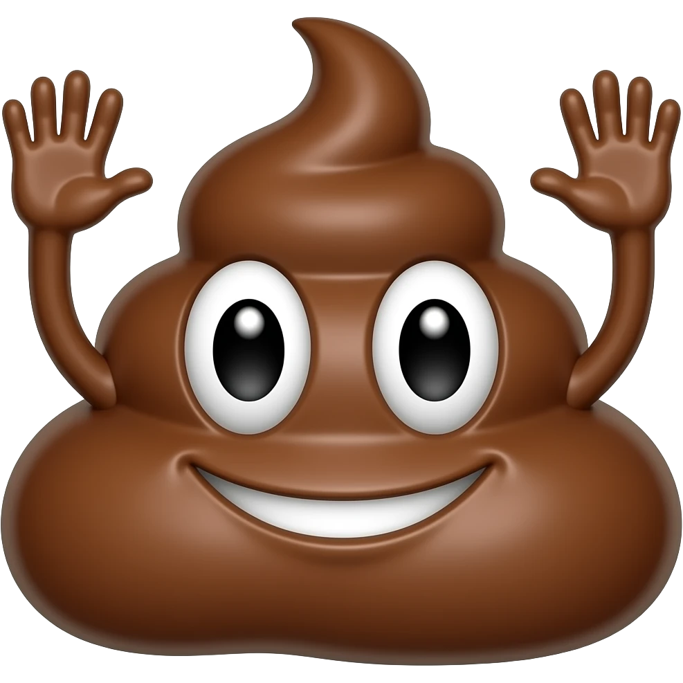Un gros caca avec ses bras a mis hauteur ,paume ouverte emoji