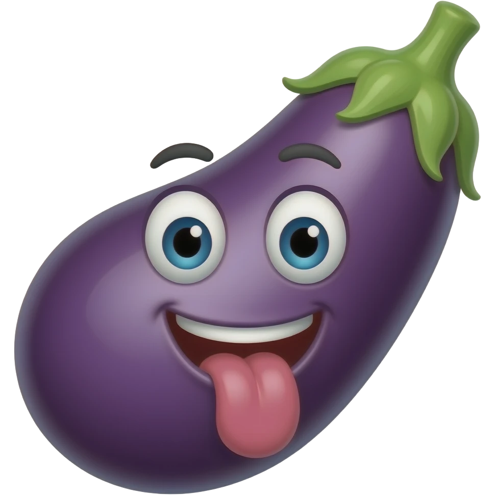 Emoticon licking eggplant emoji emoji