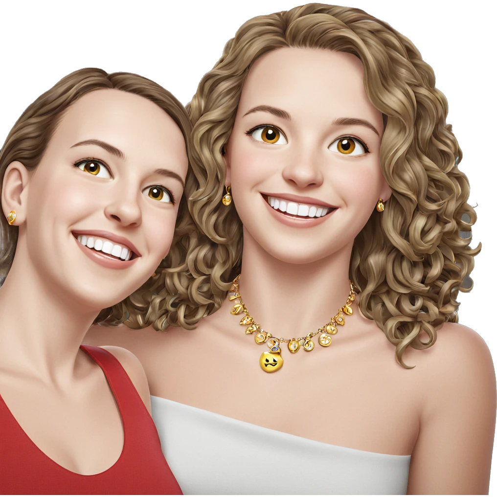 smiling girls with jewelry emoji