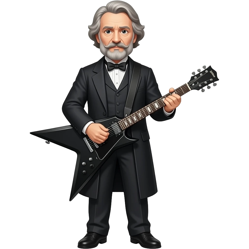 Richard Wagner with black metal electric guitar full body emoji