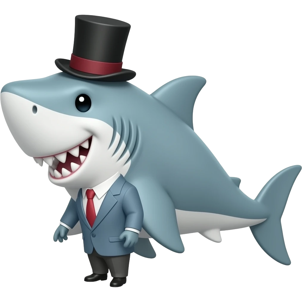 Shark with a top hat emoji
