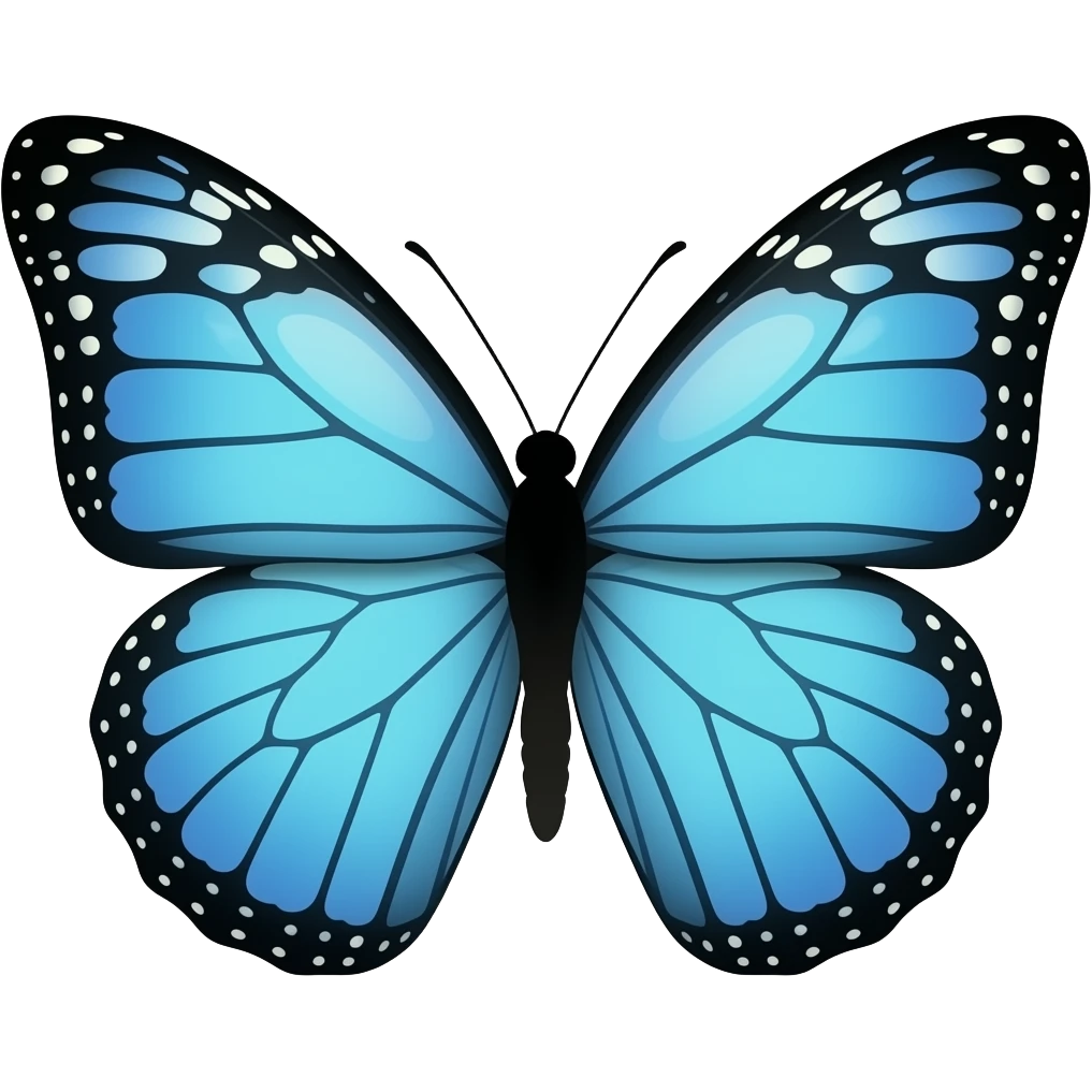 Pastel Blue butterfly black outline emoji