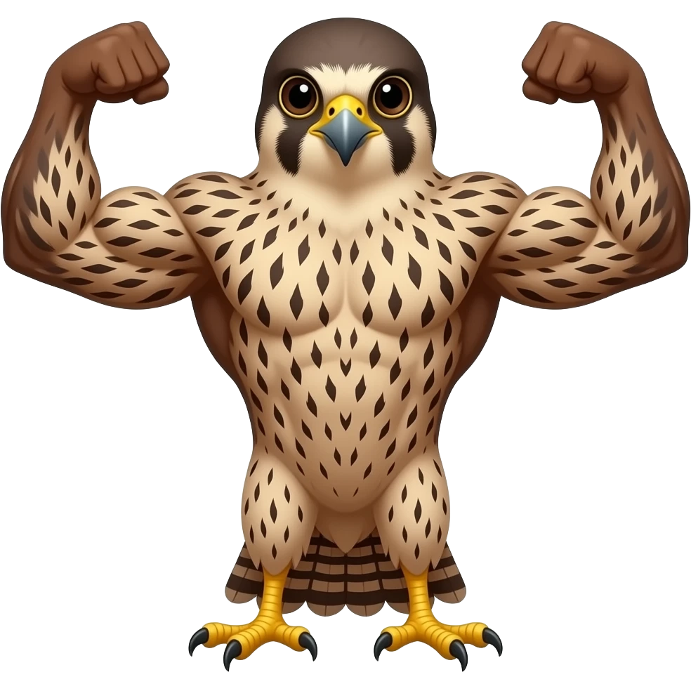 brown falcon with biceps, top only flexing top half of body only emoji